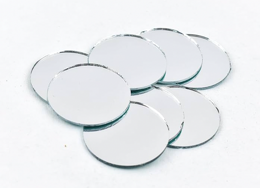Silver Round / Circle Glass Mirror (Crafting | Lippan Art | Fabric Craft)