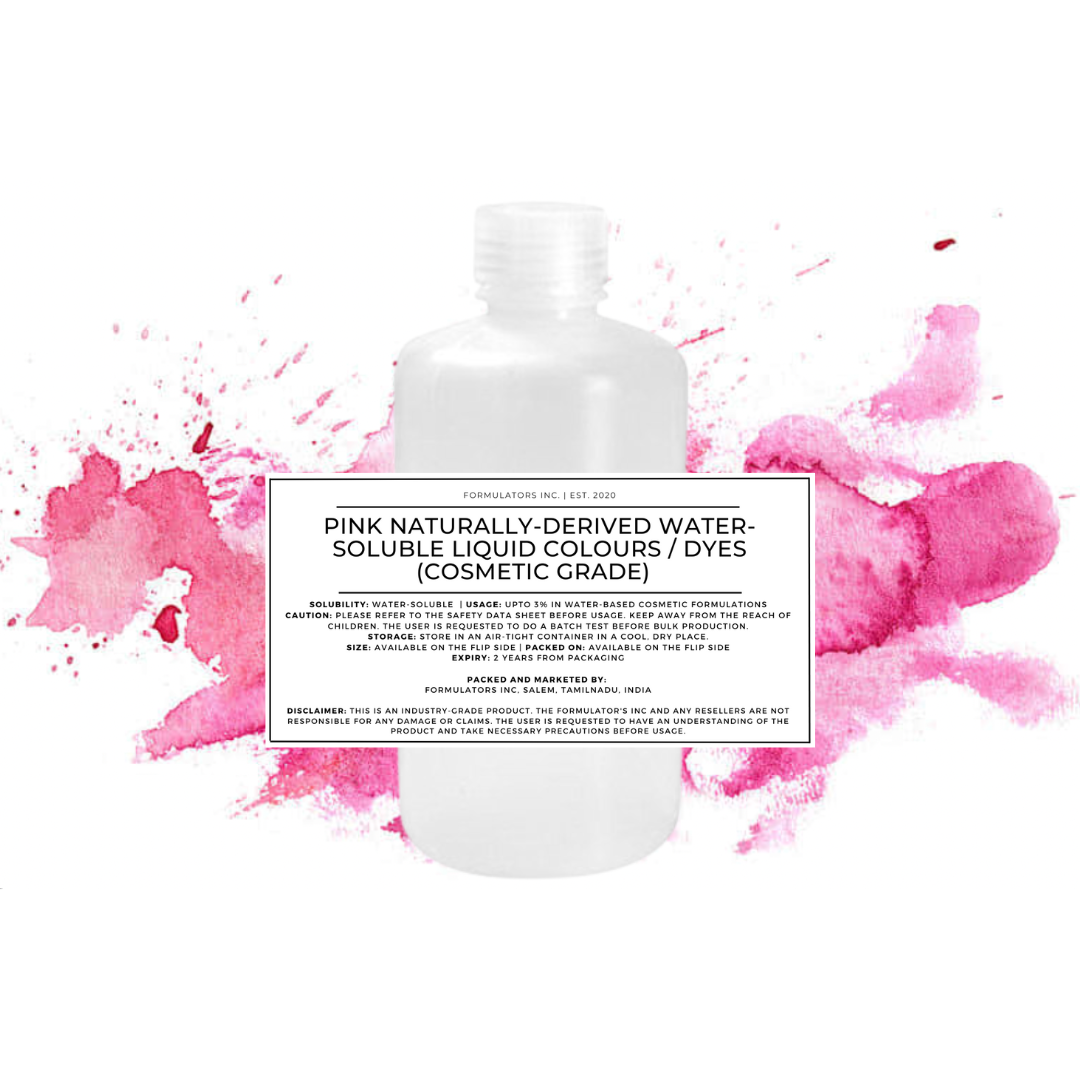 Pink Naturally-Derived Water-Soluble Liquid Colours/Dyes (Cosmetic Grade)
