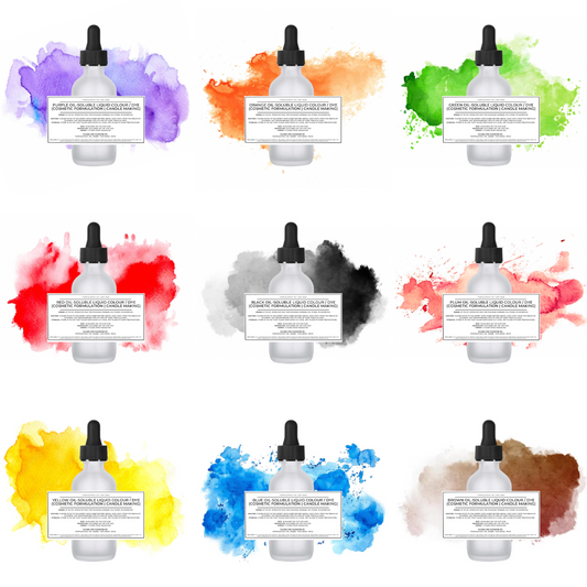Combo of 9 Oil-Soluble Liquid Colour / Dye (Cosmetic Formulation | Candle Making)