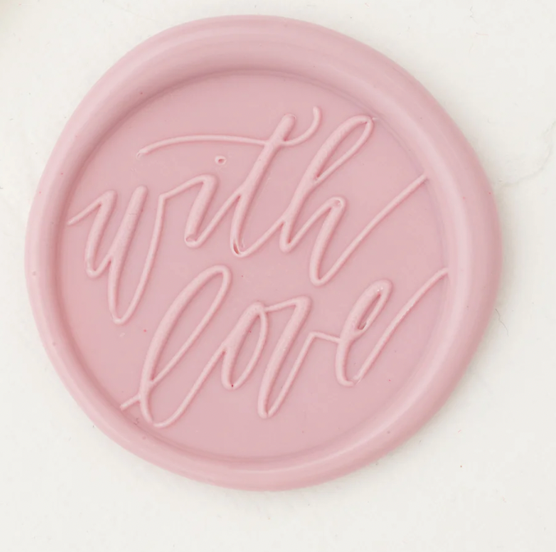 Cursive "With Love" Ready Use Wax Seal (Self-Adhesive Stickers) (Pre-Designed Templates)