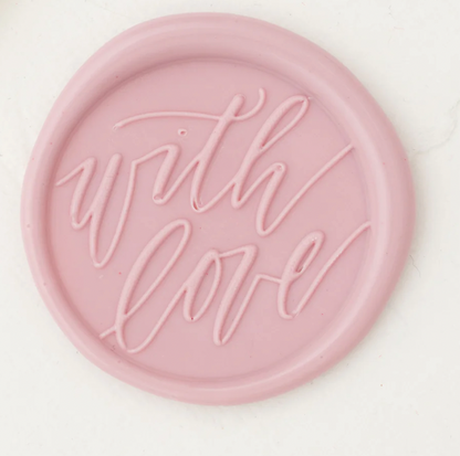 Cursive "With Love" Ready Use Wax Seal (Self-Adhesive Stickers) (Pre-Designed Templates)