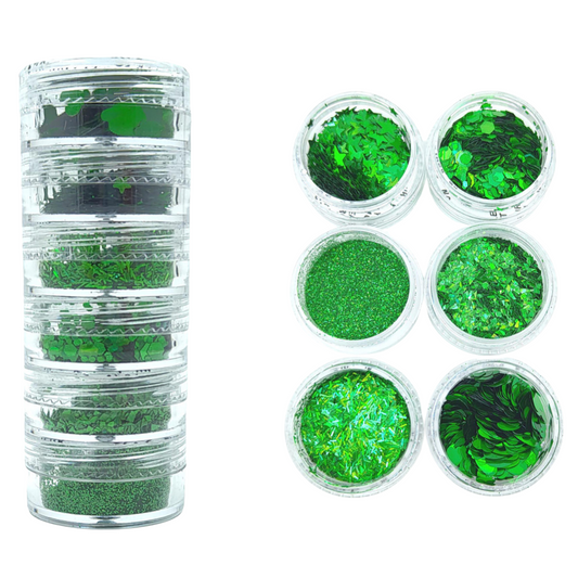 Green Glitter Combo of 6 (Candle Making | Epoxy Resin | Craft Projects)