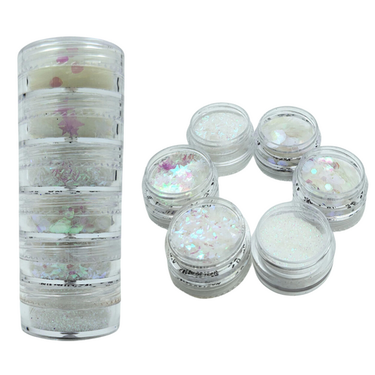 Holographic White Glitter Combo of 6 (Candle Making | Epoxy Resin | Craft Projects)