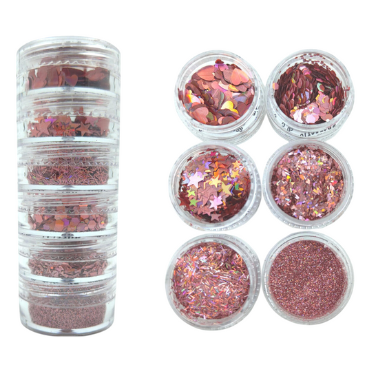 Pink Glitter Combo of 6 (Candle Making | Epoxy Resin | Craft Projects)