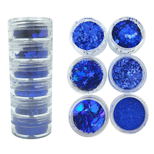 Blue Glitter Combo of 6 (Candle Making | Epoxy Resin | Craft Projects)