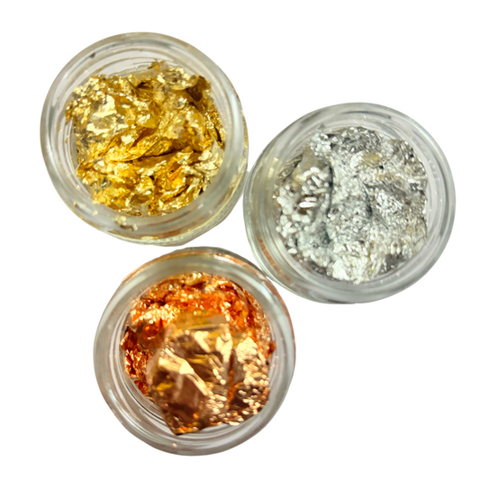 Combo of Three Basic Foil Flakes (Epoxy Resin | Art Concrete | Candle Making | Texture Art | Polymer Clay | Craft Projects)