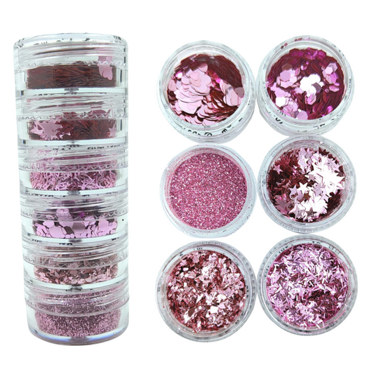 Holographic Pink Glitter Combo of 6 (Candle Making | Epoxy Resin | Craft Projects)