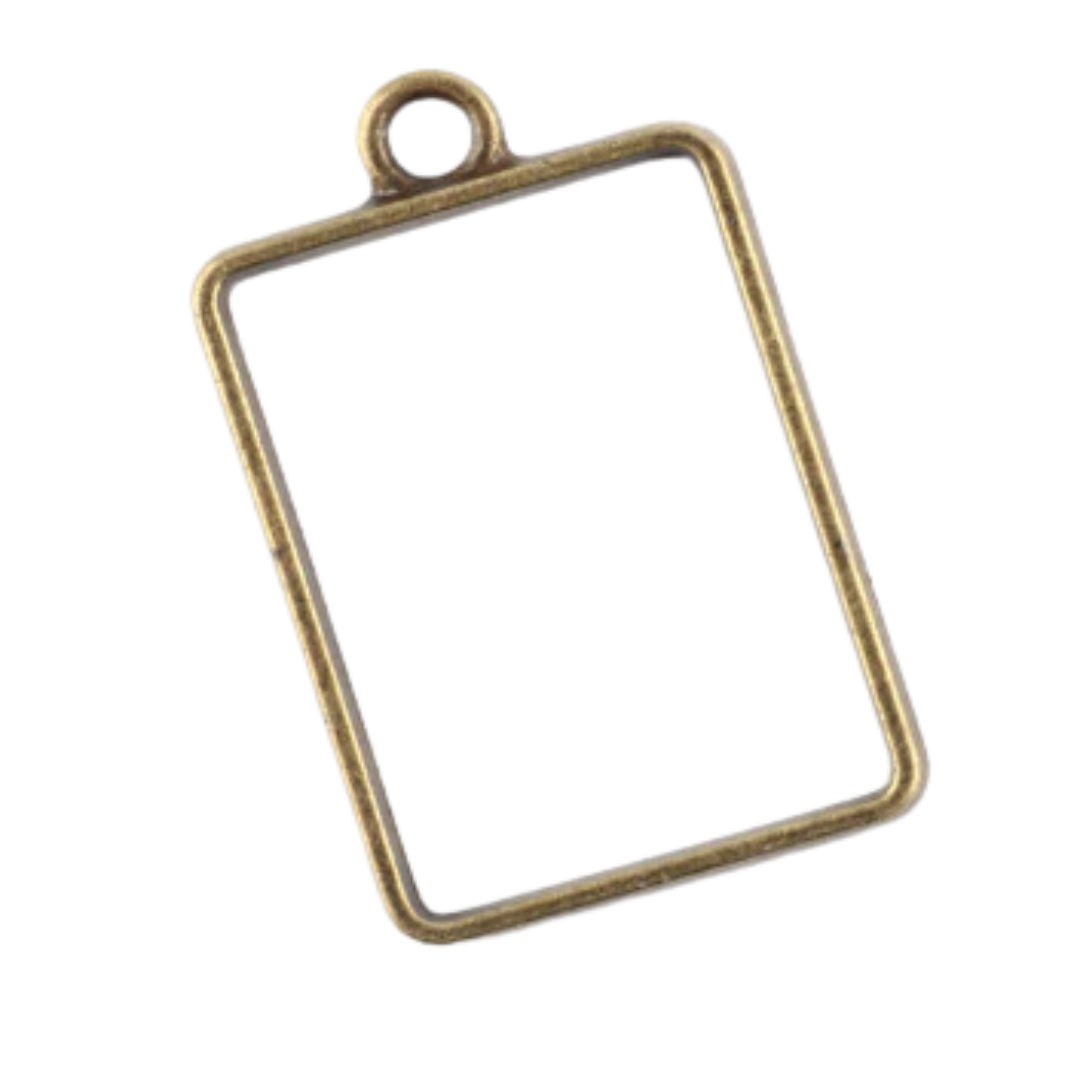 Antique Rectangle Open-Back Pendant Bezel (UV Resin | DIY Jewellery ...