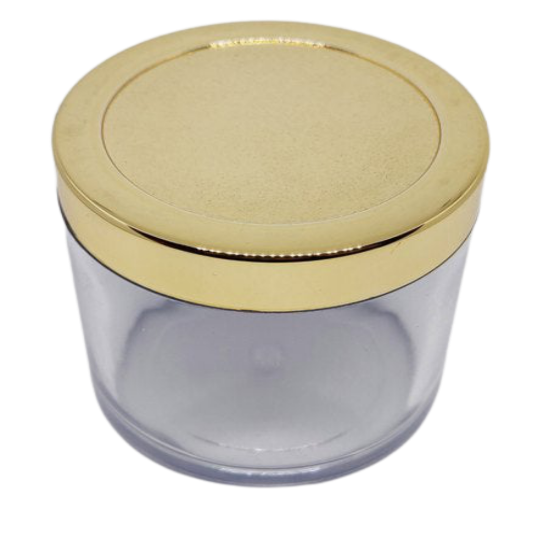 Buy Transparent Acrylic San Jar - 100gms (Gold Cap + White Inner Lid) Online In India - The Art Connect