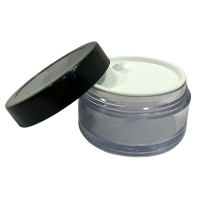 Transparent Acrylic San Jar - 8gms (Black Cap + White Inner Lid)