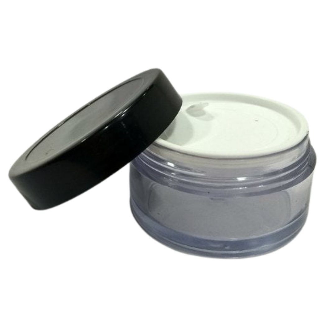 Buy Transparent Acrylic San Jar - 15gms (Black Cap + White Inner Lid) Online in India- the Art Connect