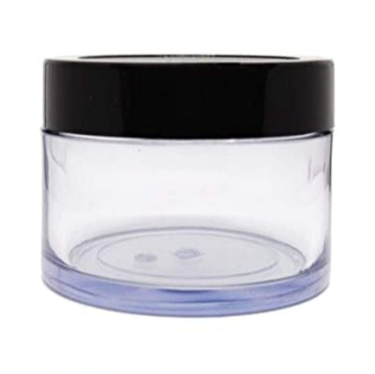 Transparent Acrylic San Jar - 50gms (Black Cap + White Inner Lid)