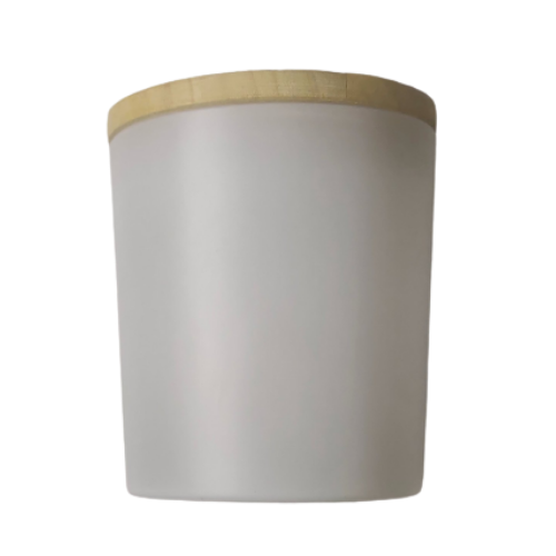 White (Matte Finish) Candle Votive Glass Holder/Container + Air-Tight Wooden Cap/Lid - 200ml