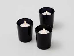 Black Candle Votive Glass Holder/Container - 80ml