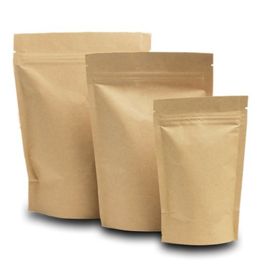 Brown Kraft Paper Stand Up Pouch with Zipper (Inner Foil Lined)