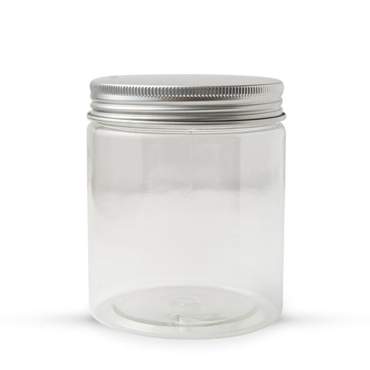 Candle Transparent Glass Jar + Silver Aluminum Screw Cap -100ml