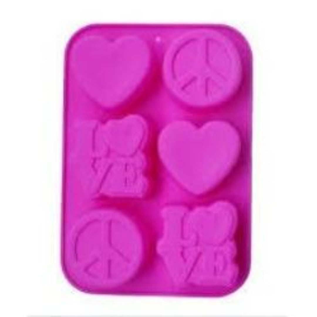 Buy Love, Peace & Heart Silicone Moulds for Soap Making, Chocolate Making and Baking Online in India - The Art Connect