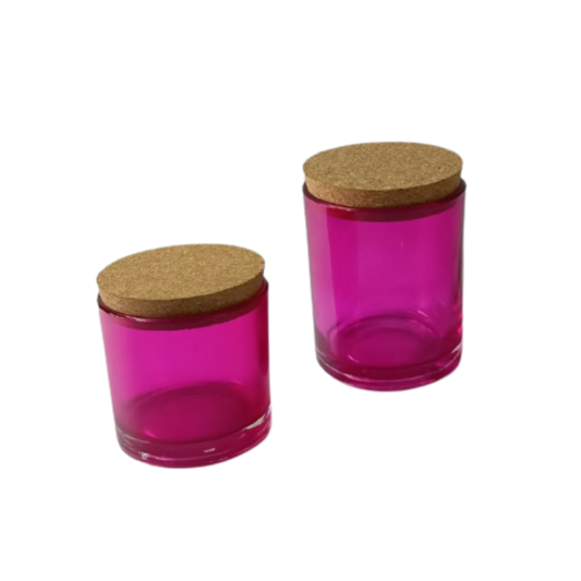 Clear Pink Candle Votive Glass Holder/Container + Air-Tight Cork Cap/Lid