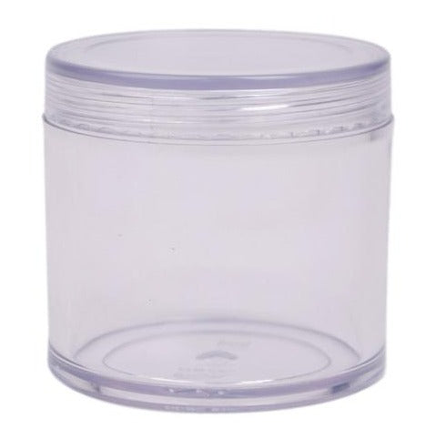 Transparent Acrylic San Jar - 100gms (Transparent Cap + White Inner Lid)