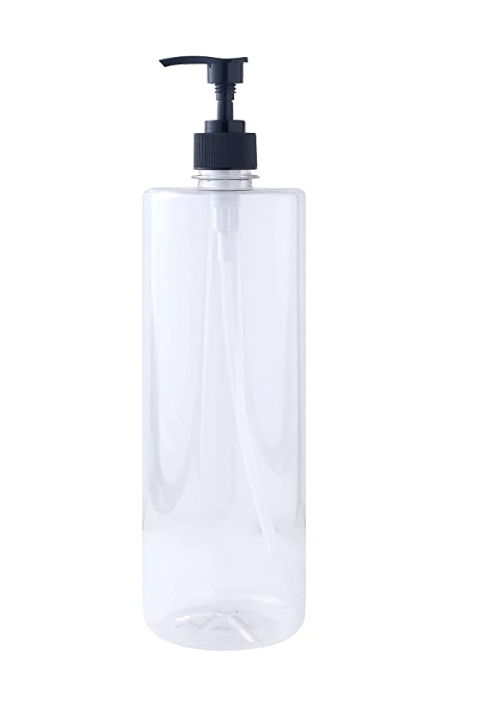 Transparent Dispenser Bottles + Black Pump Cap (500ml)