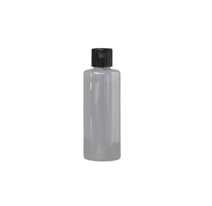 Transparent Flip Top Oil/Shampoo Bottles (Black Cap + Inner Lid)-200ml