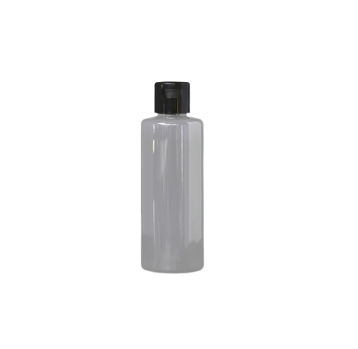 Transparent Flip Top Oil/Shampoo Bottles (Black Cap + Inner Lid)-200ml