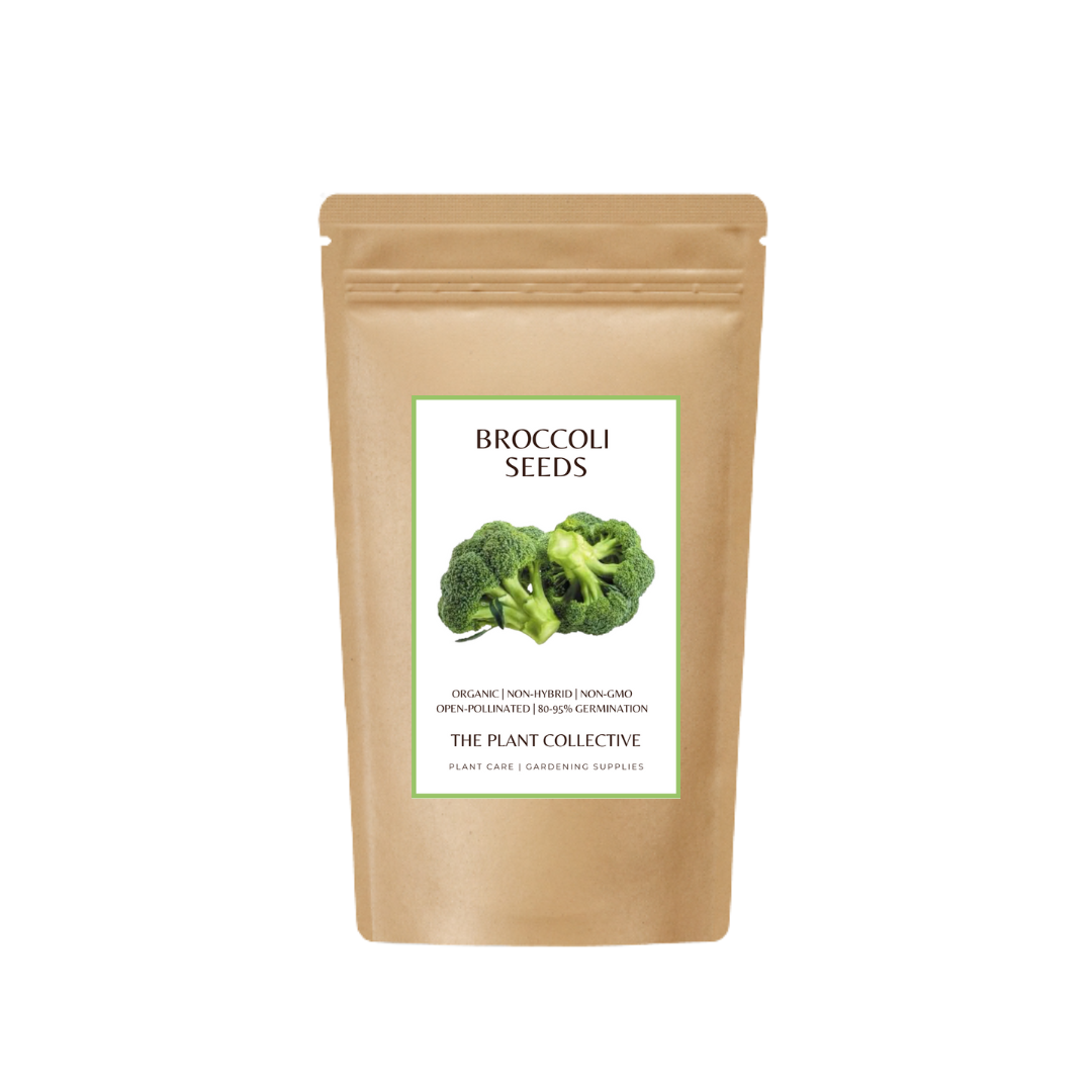 Brown colour stand up pouch packaging for Broccoli Seeds with label