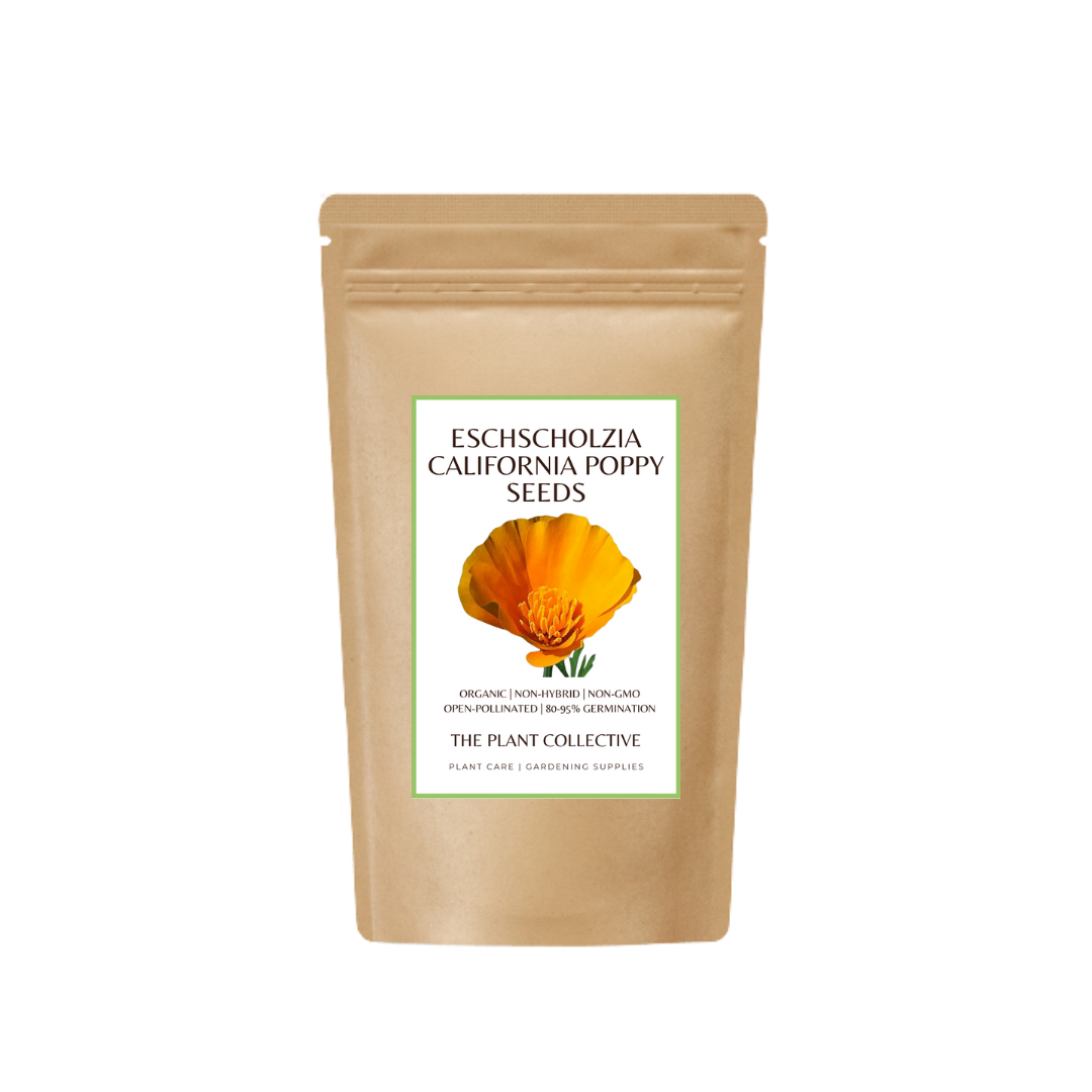Brown colour stand up pouch packaging for Eschscholzia California Poppy Seeds  with label