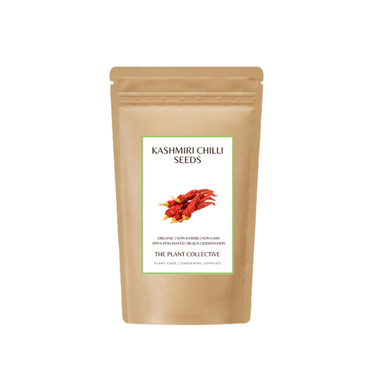Brown colour stand up pouch packaging for Kashmiri Chilli Seeds with label