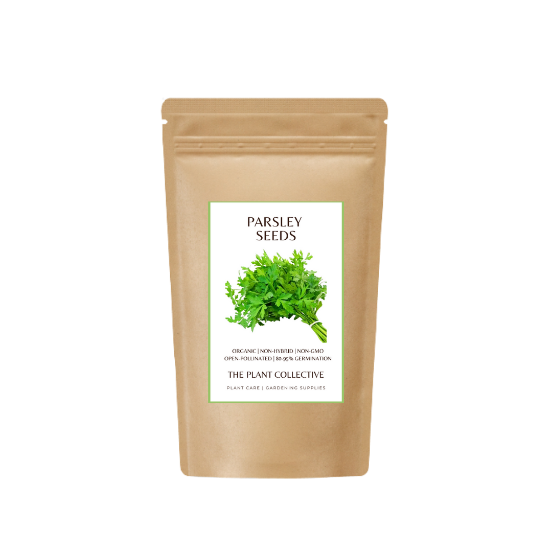 Brown colour stand up pouch packaging for Parsley Seeds with label