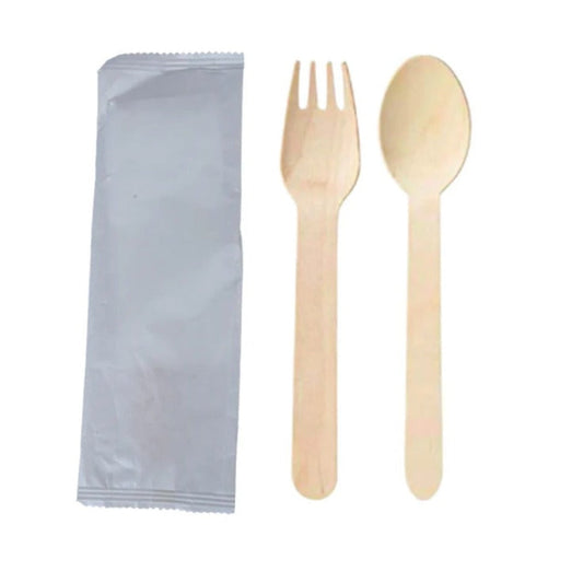 Pre-Packed Combo of Wooden Spoon + Wooden Fork (Eco-Friendly, Sustainable, Compostable)