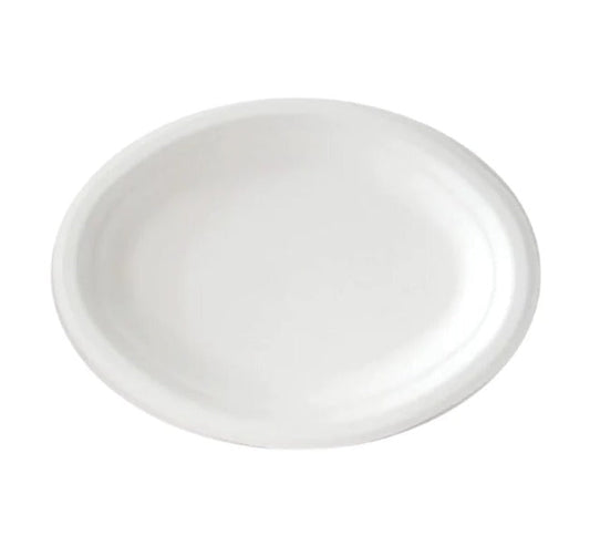 10 Inch Oval Food-Grade Bagasse Plate (Eco-Friendly, Sustainable, Biodegradable & Compostable)