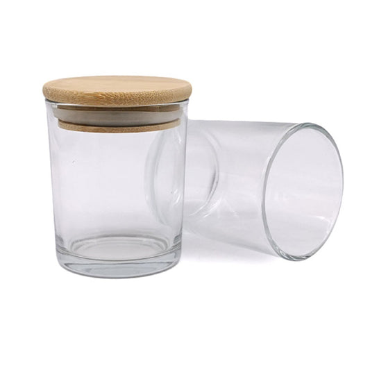 Transparent / Clear Candle Votive Glass Holder/Container + Air-Tight Wooden Cap/Lid