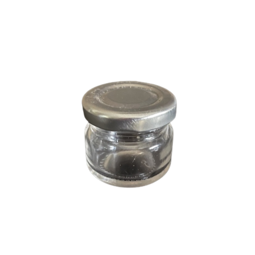 Candle Glass Jar + Silver Aluminum Lug Cap - 30ml