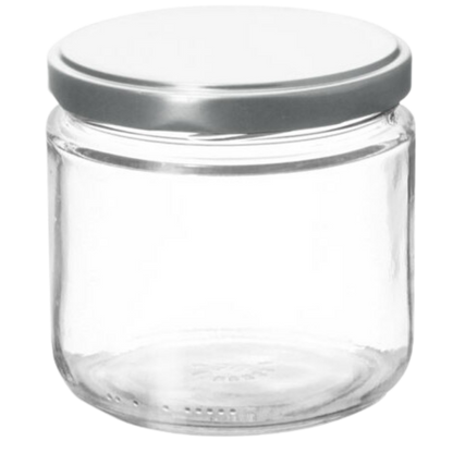 Candle Glass Jar + Silver Aluminum Lug Cap - 350ml