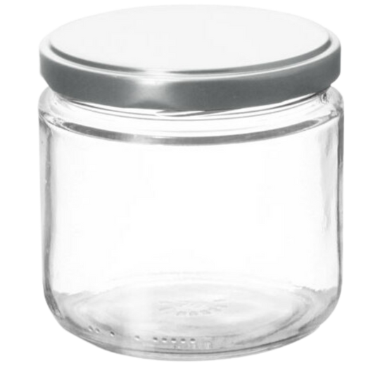 Candle Glass Jar + Silver Aluminum Lug Cap - 100ml