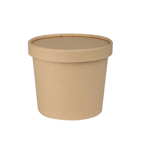 500ml Kraft Paper Tub Container with Lid (Eco-Friendly, Sustainable, Biodegradable & Compostable)