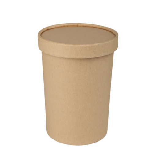 700ml Kraft Paper Tub Container with Lid (Eco-Friendly, Sustainable, Biodegradable & Compostable)