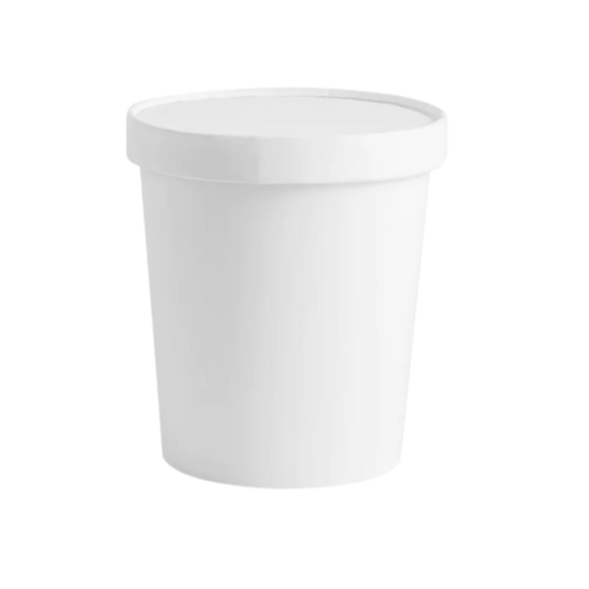750ml White Paper Tub with Lid (Eco-Friendly, Sustainable, Biodegradable & Compostable)