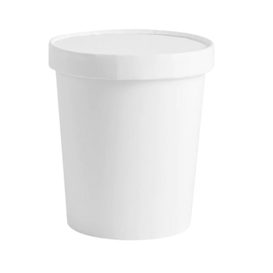1250ml White Paper Tub with Lid (Eco-Friendly, Sustainable, Biodegradable & Compostable)