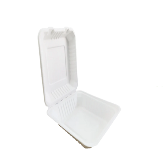 8 Inch Clamshell Bagasse Takeaway Container (Eco-Friendly, Sustainable, Biodegradable & Compostable)