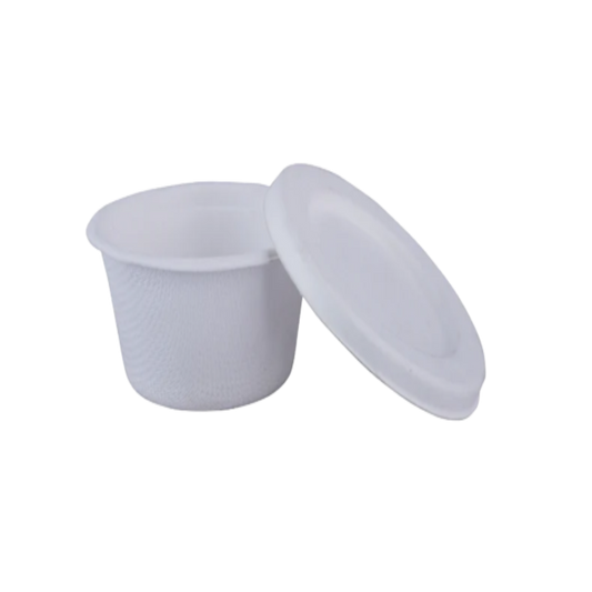 55ml Sauce Bagasse Cup with Lid (Eco-Friendly, Sustainable, Biodegradable & Compostable)