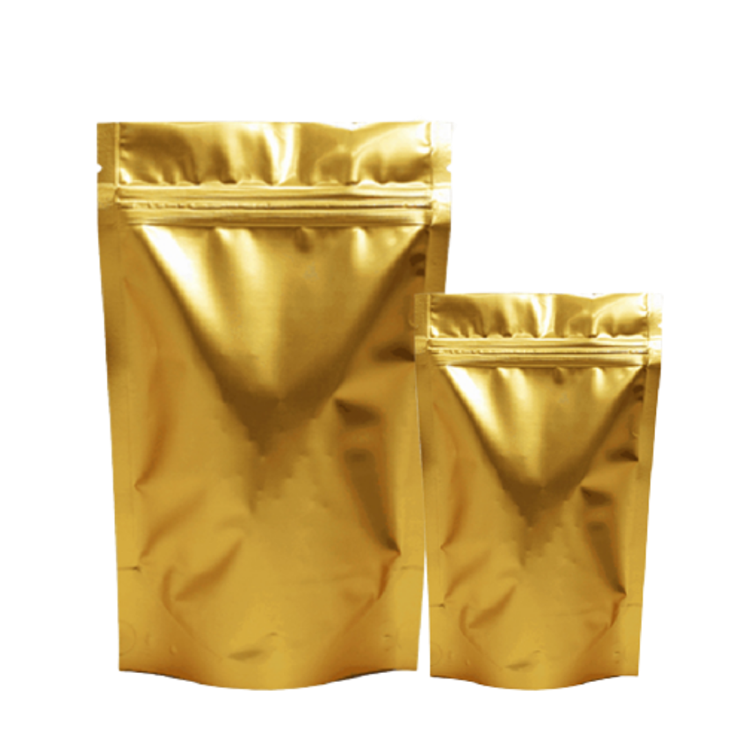 Buy Matte Golden Stand Up Pouch With Zipper Online in India - The Art Connect