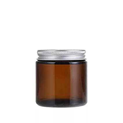 Candle Amber Glass Jar + Silver Aluminum Screw Cap -100ml
